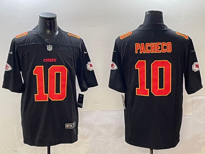 Men Kansas City Chiefs 10 Pacheco Black 2025 Nike Vapor Limited NFL Jersey style 209